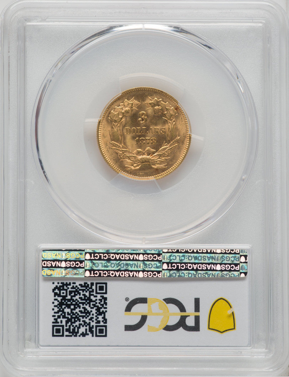 1878 $3 CAC Three Dollar Gold Pieces PCGS MS64