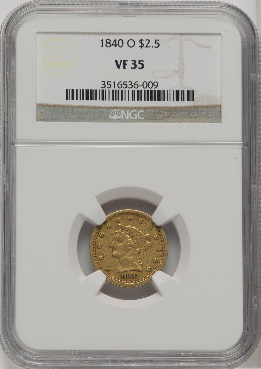 1840-O $2.50 Liberty Quarter Eagle NGC VF35