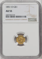1851-O G$1 Gold Dollar NGC AU55