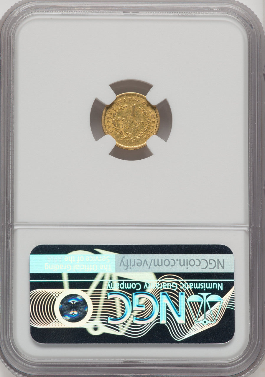 1851-O G$1 Gold Dollar NGC AU55