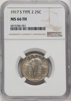 1917-S Type Two FH Standing Liberty Quarter NGC MS66