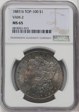 1887/6 $1 VAM-2 Morgan Dollar NGC MS65
