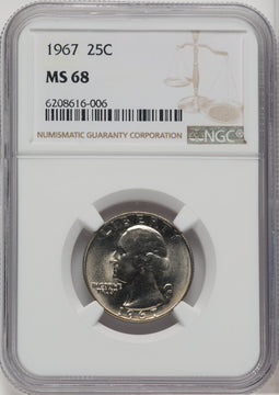 1967 25C Washington Quarter NGC MS68