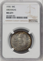 1935 50C Arkansas Commemorative Silver NGC MS67+