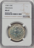1938-S 50C Arkansas Commemorative Silver NGC MS67