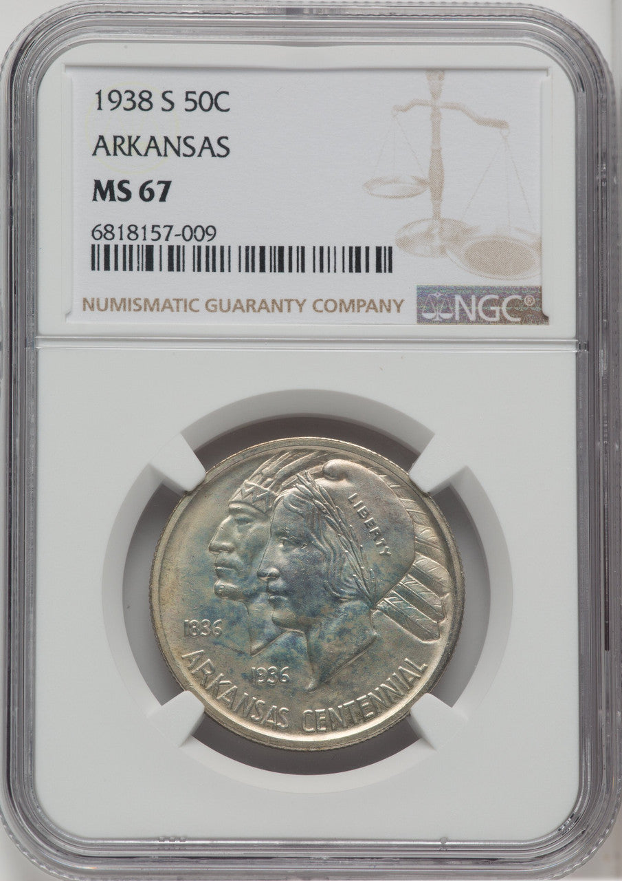 1938-S 50C Arkansas Commemorative Silver NGC MS67
