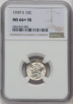 1939-S 10C FB Mercury Dime NGC MS66+