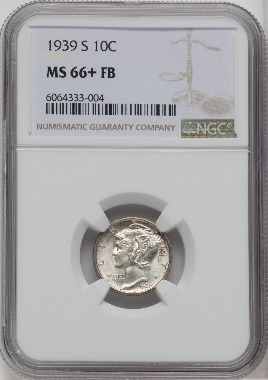 1939-S 10C FB Mercury Dime NGC MS66+
