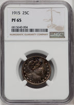 1915 25C Proof Barber Quarter NGC PR65