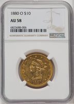 1880-O $10 Liberty Eagle NGC AU58