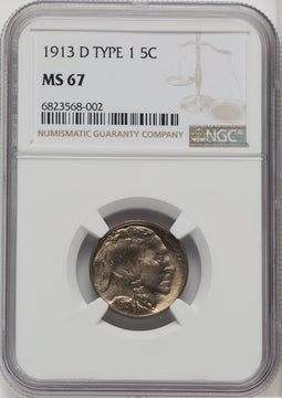 1913-D Type One 5C Buffalo Nickel NGC MS67 (518448058)