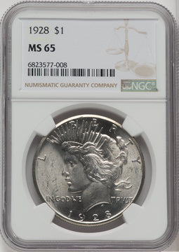 1928 $1 Peace Dollar NGC MS65