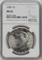 1928 $1 Peace Dollar NGC MS65