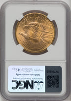 1908 $20 NO MOTTO Saint-Gaudens Double Eagle NGC MS66+