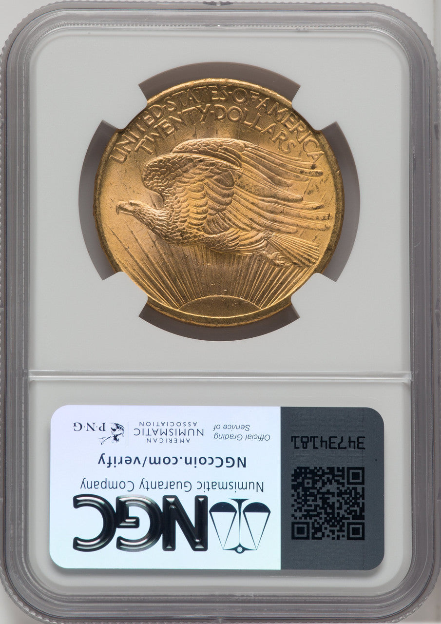 1908 $20 NO MOTTO Saint-Gaudens Double Eagle NGC MS66+