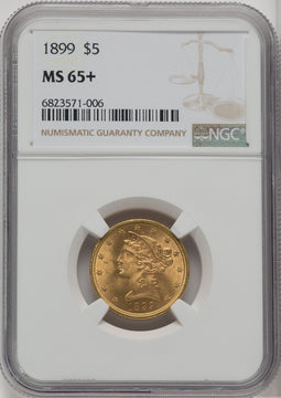 1899 $5 Liberty Half Eagle NGC MS65+