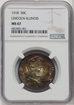 1918 50C Lincoln Commemorative Silver NGC MS67