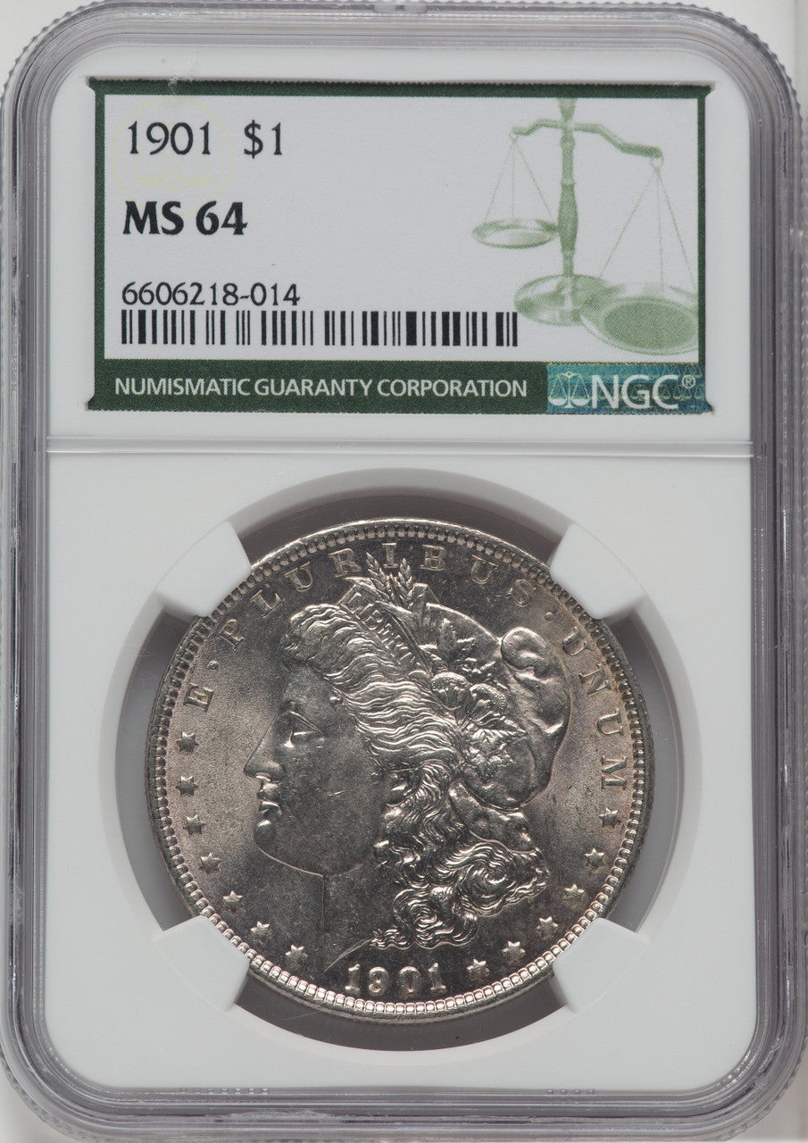 1901 $1 Green Label Morgan Dollar NGC MS64