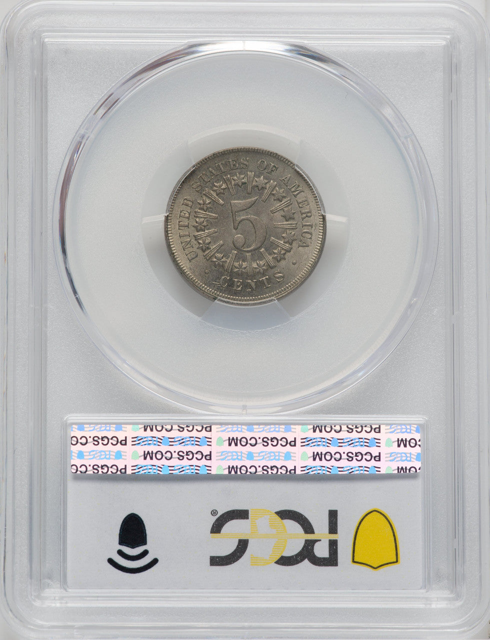 1866 5C RAYS Shield Nickel PCGS MS63