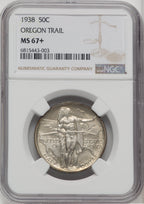 1938 50C Oregon Commemorative Silver NGC MS67+