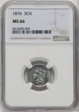 1876 3CN Three Cent Nickel NGC MS66