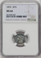 1876 3CN Three Cent Nickel NGC MS66