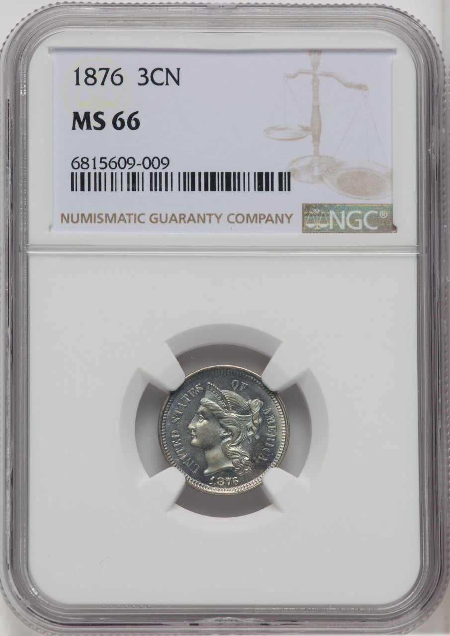 1876 3CN Three Cent Nickel NGC MS66