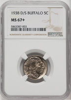 1938-D/S 5C Buffalo Buffalo Nickel NGC MS67+