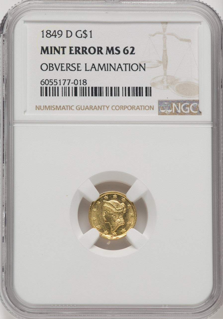 1849-D G$1 Gold Dollar NGC MS62