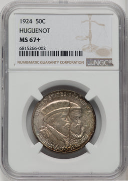 1924 50C Huguenot Commemorative Silver NGC MS67+