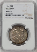 1924 50C Huguenot Commemorative Silver NGC MS67+