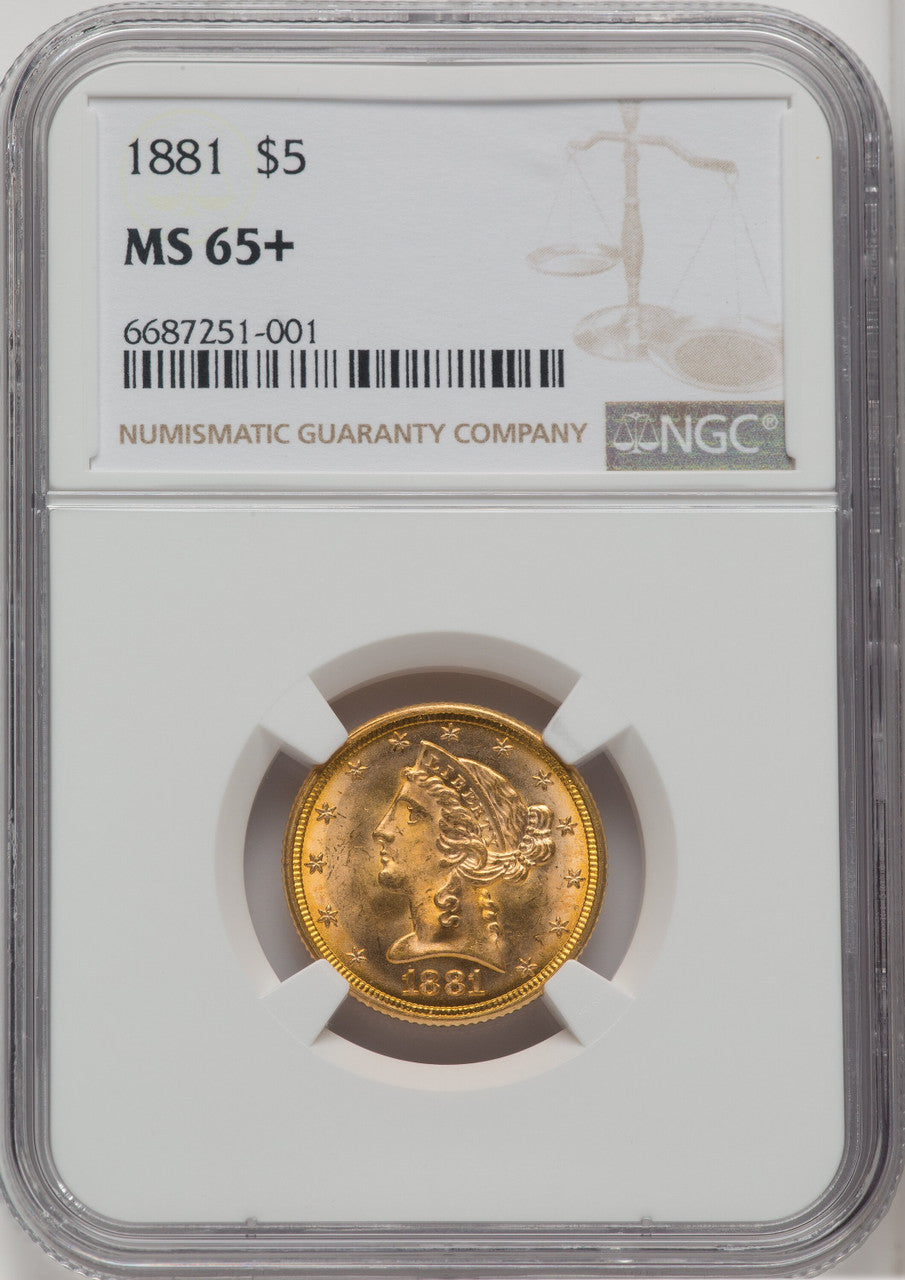 1881 $5 Liberty Half Eagle NGC MS65+