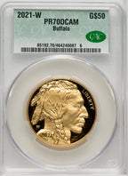 2021-W G$50 Gold Buffalo DCAM Brown Label CACG PR70