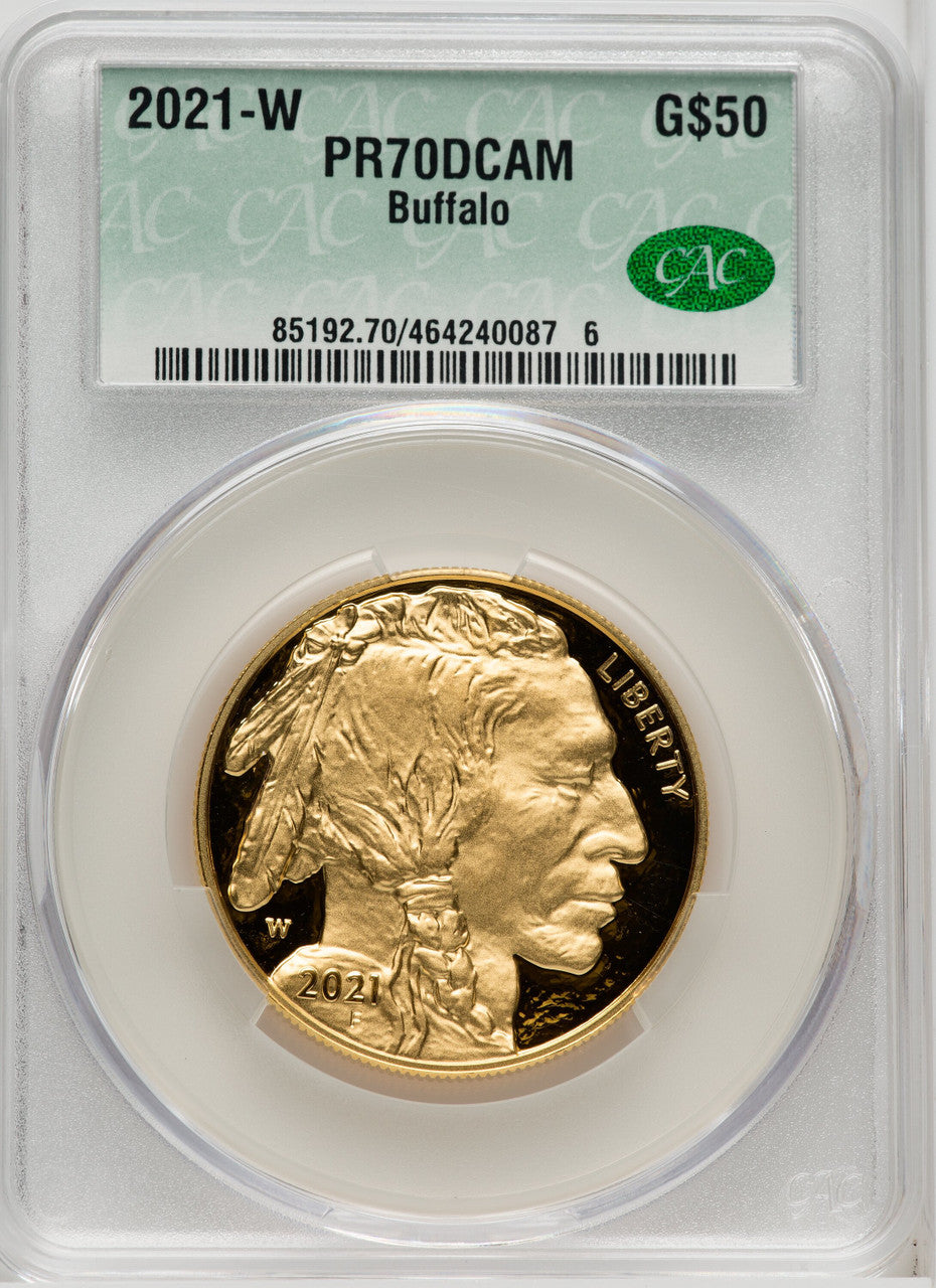 2021-W G$50 Gold Buffalo DCAM Brown Label CACG PR70