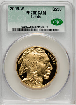 2006-W $50 One-Ounce Gold Buffalo .9999 Fine Gold CACG PR70