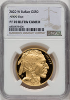 2020-W G$50 Gold Buffalo DCAM Brown Label NGC PF70