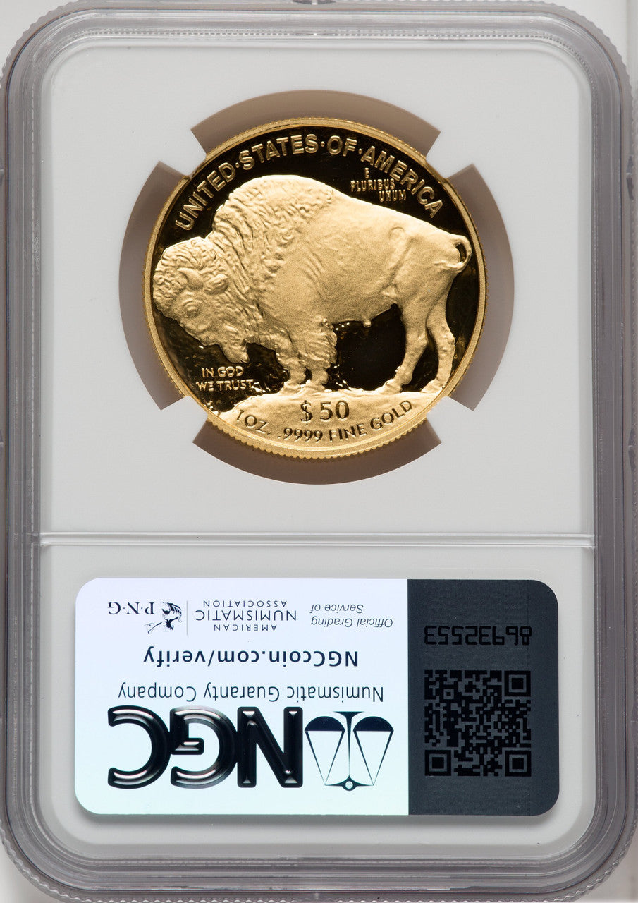 2021-W G$50 Gold Buffalo DCAM Mike Castle Signature NGC PF70