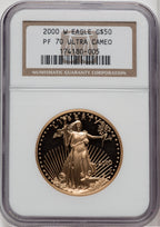 2000-W $50 One-Ounce Gold Eagle Brown Label NGC PF70