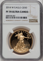 2014-W $50 One-Ounce Gold Eagle Brown Label NGC PF70