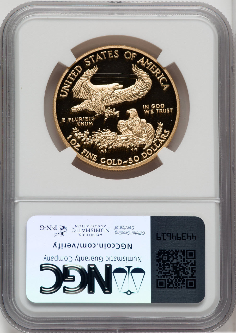 2014-W $50 One-Ounce Gold Eagle Brown Label NGC PF70