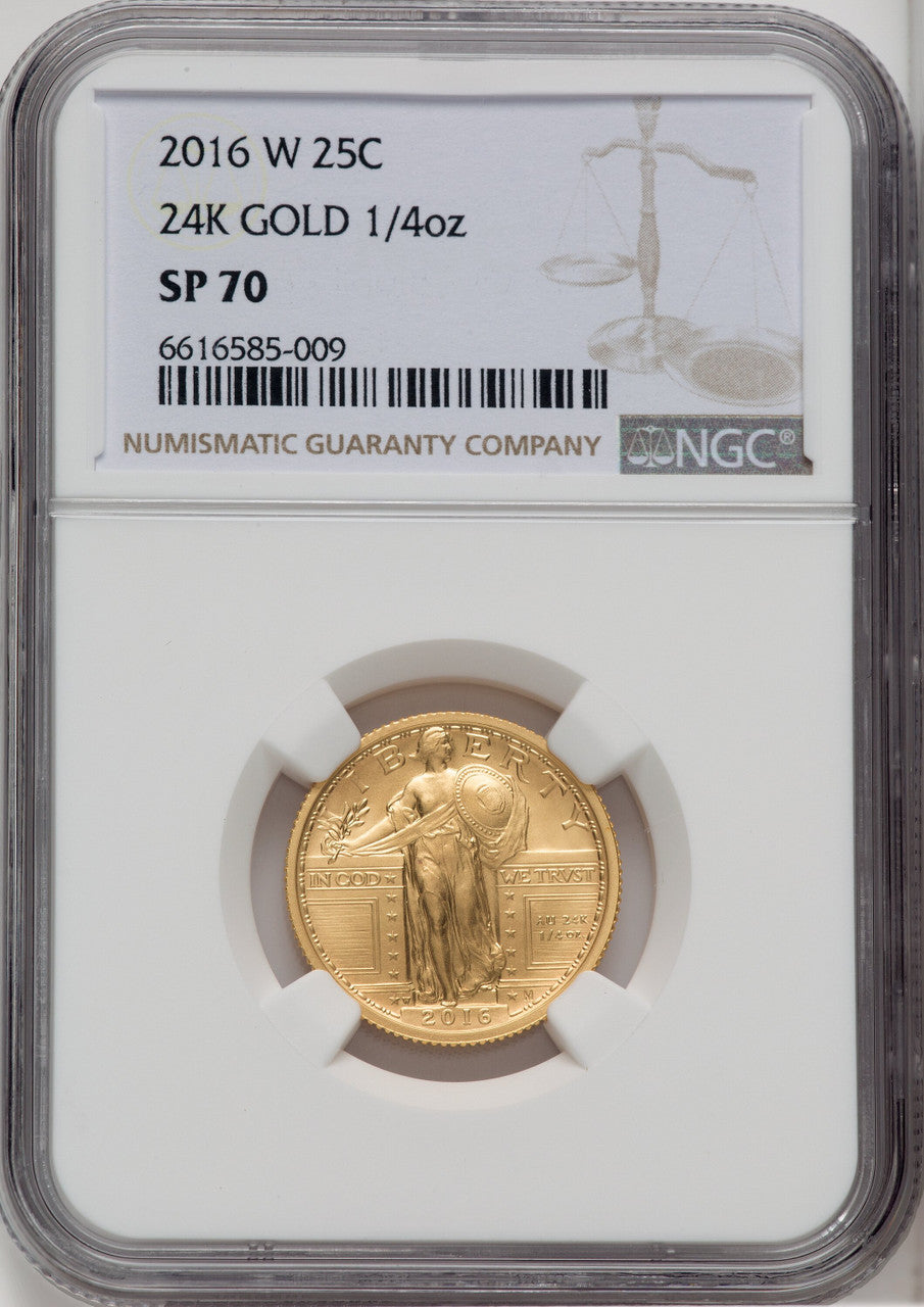 2016-W 25C Standing Liberty Quarter-Ounce Gold 100th Anniversary Brown Label NGC MS70