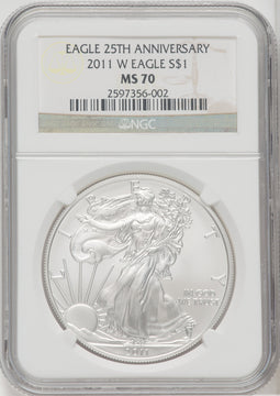 2011-W S$1 Burnished Silver Eagle NGC MS70