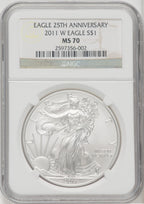 2011-W S$1 Burnished Silver Eagle NGC MS70