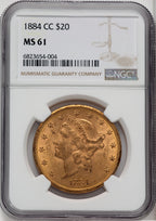 1884-CC $20 Liberty Double Eagle NGC MS61 (764026091)