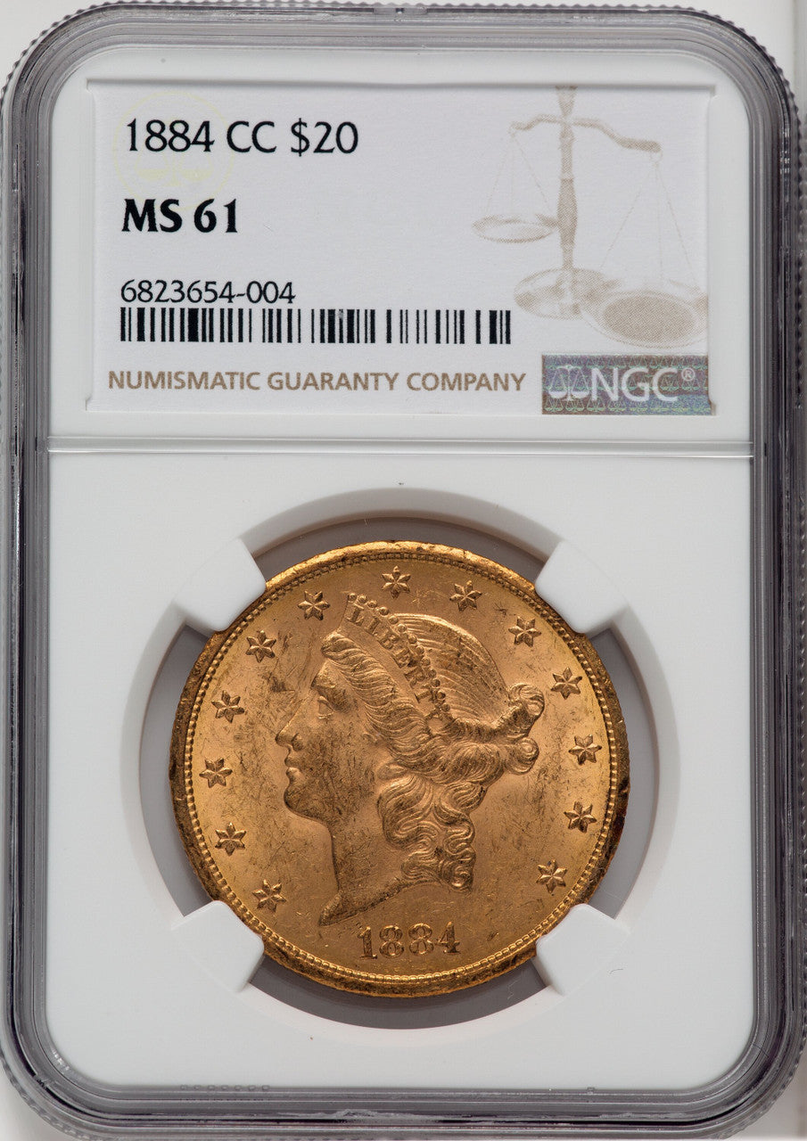 1884-CC $20 Liberty Double Eagle NGC MS61 (764026091)