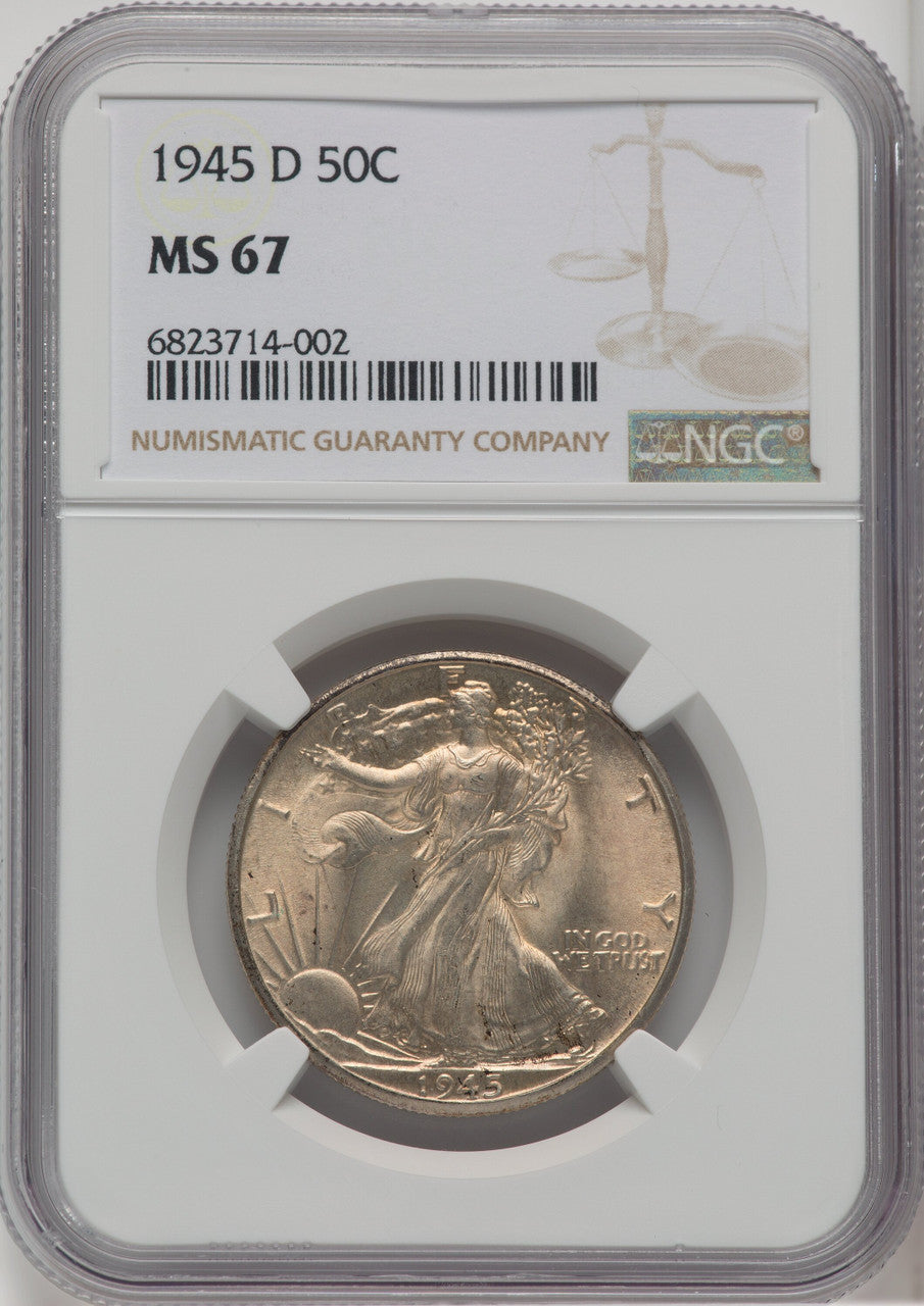 1945-D 50C Walking Liberty Half Dollar NGC MS67 (761433002)