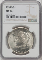 1934-S $1 Peace Dollar NGC MS64