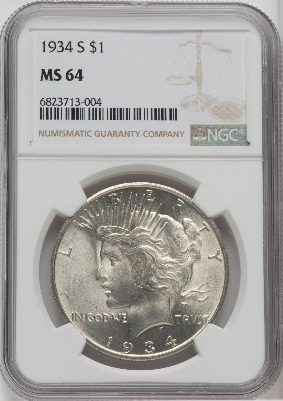 1934-S $1 Peace Dollar NGC MS64