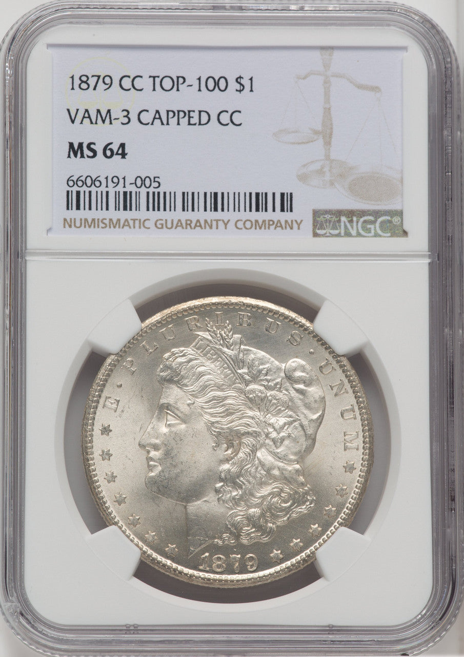 1879-CC $1 VAM 3 Capped Die Morgan Dollar NGC MS64