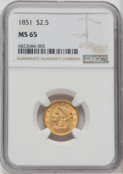 1851 $2.50 Liberty Quarter Eagle NGC MS65